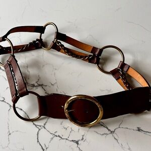 Vintage Michael Kors Brown Leather Chain Belt
